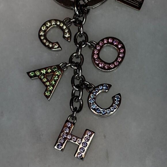 Coach Bag Charm Keychain Logo Multicolored Rhinestone - HOT item!! - Picture 2 of 9
